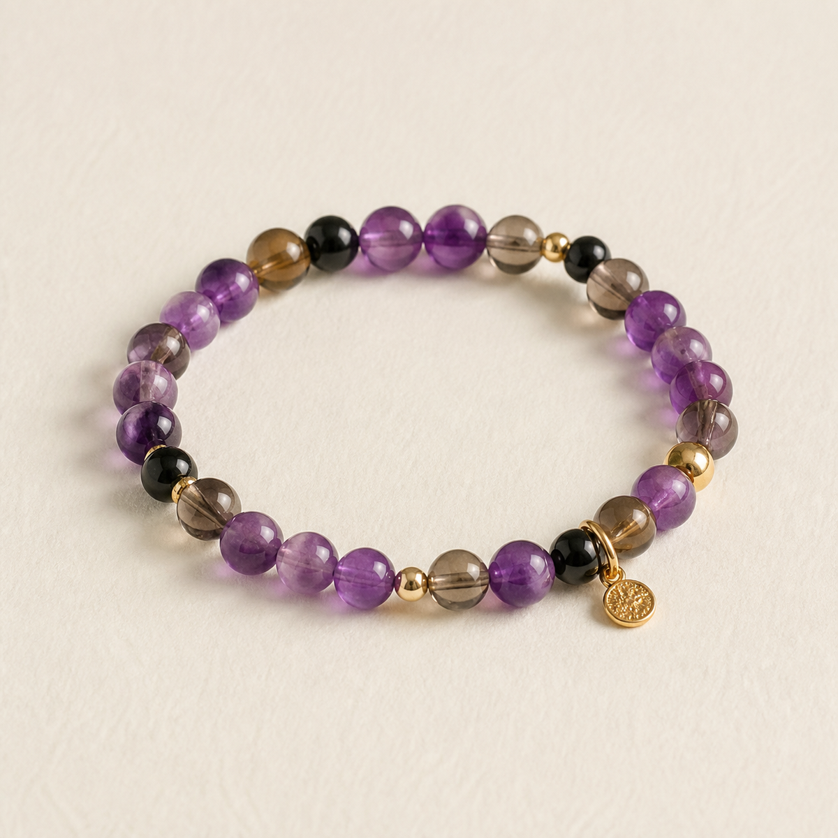 Violet Ember Bracelet on warm ivory background