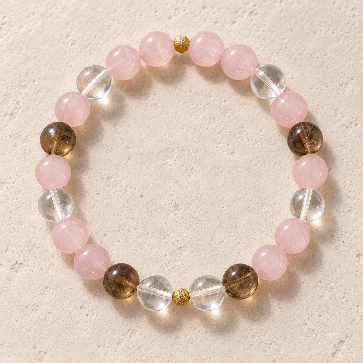AI-assisted design visualization of Blush Note Bracelet on a cream surface.