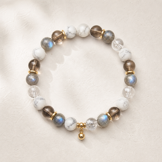 Lunar Veil Bracelet on warm ivory background