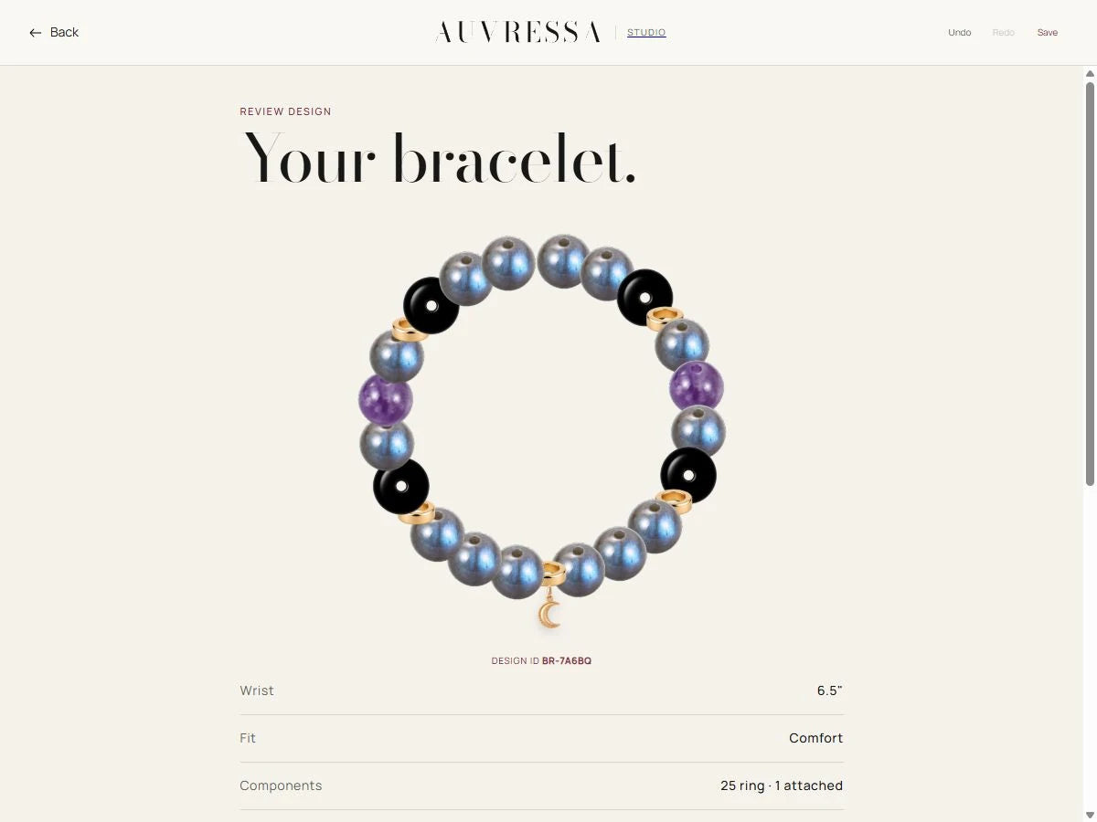 AUVRESSA digital bracelet composition in the Design Studio